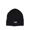 Hugo Boss Logo-patch Wool-blend Beanie In Black