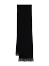 Hugo Boss Logo-patch Wool Scarf In Black