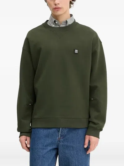Hugo Boss Logo-patch Zip-detail Sweatshirt In Green