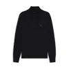 Hugo Boss Logo-patch Zip-neck Sweater In Cotton And Cashmere In Black