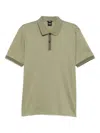 Hugo Boss Mercerized-cotton Polo Shirt With Two-tone Monograms In Green