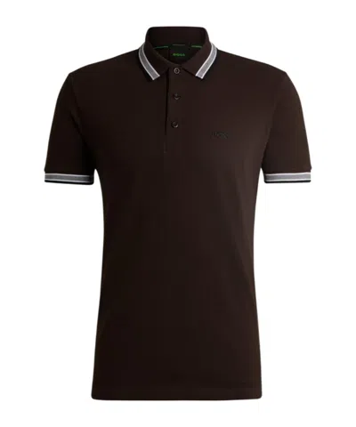 Hugo Boss Logo Pattern Polo Shirt In Black