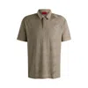 Hugo Boss Logo-pattern Polo Shirt With Contrast Placket In Brown