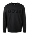 Hugo Boss Cotton-terry Sweatshirt With Flock-print Logo In Black
