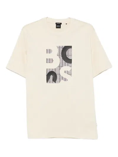 Hugo Boss Logo-pattern T-shirt In Neutral