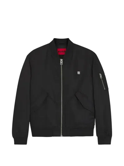 Hugo Boss Logo-plaque Bomber Jacket In Black