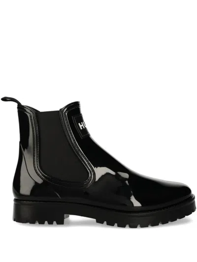 Hugo Boss Logo-plaque Boot In Black