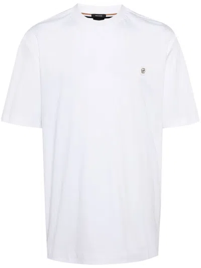 Hugo Boss Logo-plaque Cotton T-shirt In White