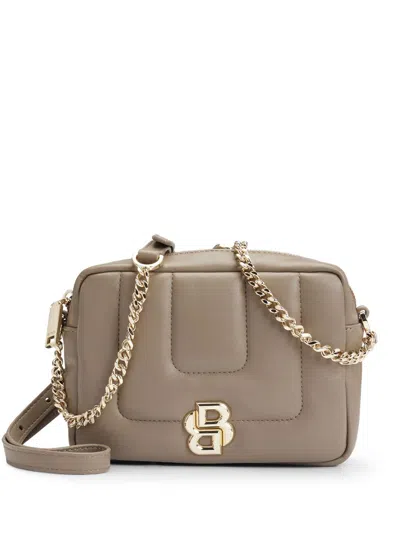 Hugo Boss Quilted Crossbody Bag With Double B Monogram Hardware In Brown