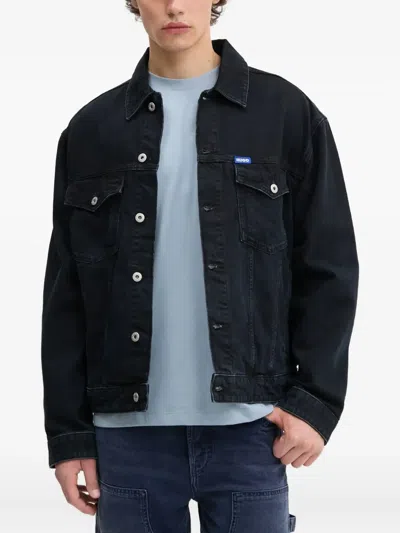 Hugo Boss Logo-plaque Denim Jacket In Black