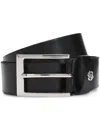 Hugo Boss Italian-leather Belt With Double B Monogram Keeper In Black
