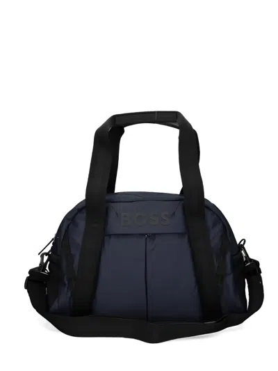 Hugo Boss Logo-plaque Holdall In Blue