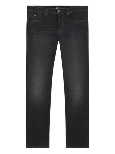 Hugo Boss Mens Charcoal Delaware Slim-fit Stretch-denim Jeans In Black