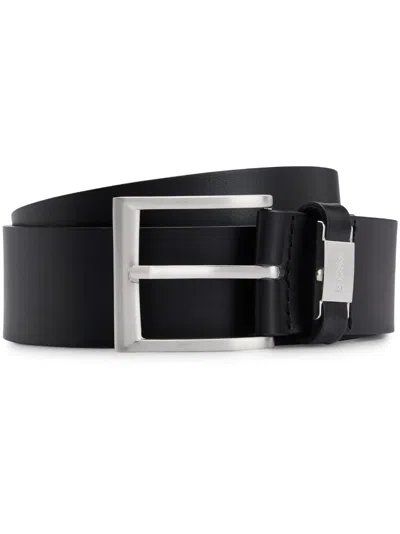 Hugo Boss Logo-plaque Leather Belt In Black