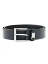 Hugo Boss Logo-plaque Leather Belt In Schwarz