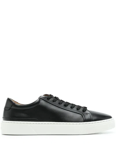 Hugo Boss Faux-leather Trainers With Plain And Grained Textures In Black