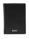 Hugo Boss Logo-plaque Leather Wallet In Black