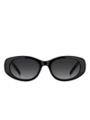 Hugo Boss Logo-plaque Oval-frame Sunglasses In Black