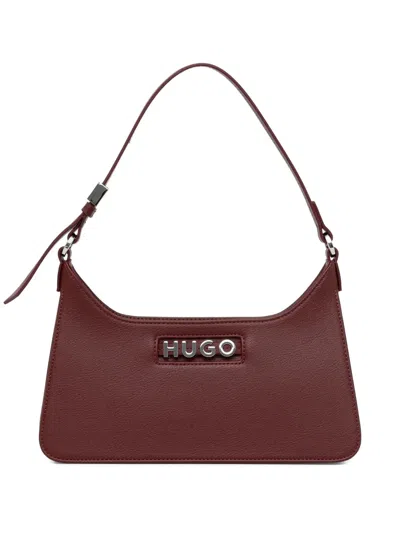 Hugo Boss Logo-plaque Shoulder Bag In Burgundy