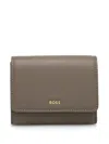 Hugo Boss Logo-plaque Tri-fold Wallet In Grey