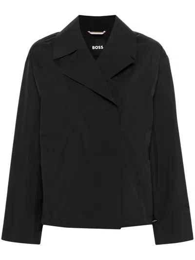 Hugo Boss Logo-plaque Waterproof Jacket In Black