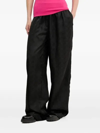 Hugo Boss Logo-plaque Wide-leg Trousers In Black