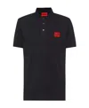 Hugo Boss Slim-fit Polo Shirt With Red Logo Label In Black