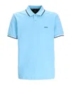 Hugo Boss Paddy Mens Organic Cotton Polo With Contrast Logo Details In Blue