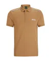 Hugo Boss X Matteo Berrettini Slim-fit Polo Shirt With Signature Stripes In Brown