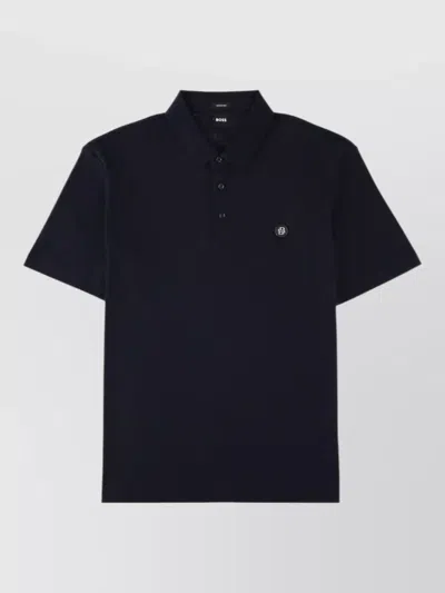 Hugo Boss Logo Polo Shirt Short Sleeves Regular Fit In Black