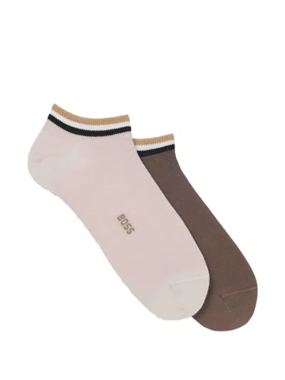 Hugo Boss Logo-embellishment Socks (set Of Two) In Brown