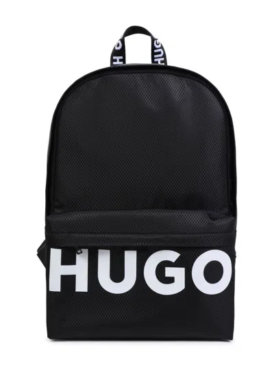 Hugo Boss Kids' Logo-print Backpack In 黑色