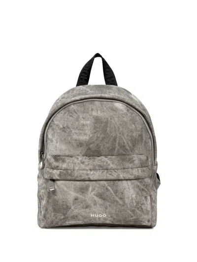 Hugo Boss Logo-print Backpack In Grey