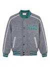 Hugo Boss Logo-appliqué Bomber Jacket In Gray