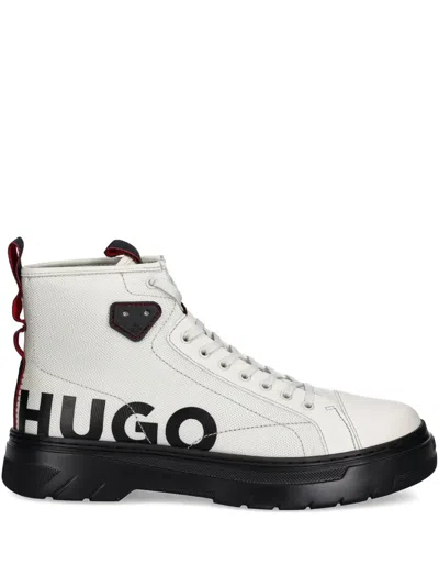 Hugo Boss Logo-print Boots In Grey