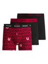 Hugo Boss Three-pack Of Stretch-cotton Boxer Briefs With Logos In Red