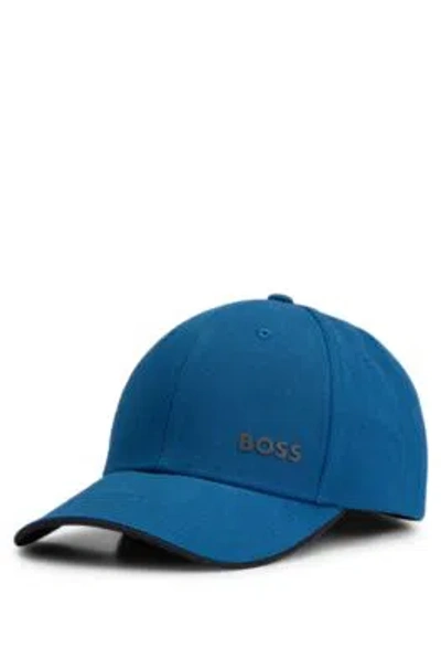 Hugo Boss Logo-print Cap In Cotton Twill In Light Blue