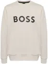 Hugo Boss Logo-print Cotton-blend Sweatshirt In Neutrals