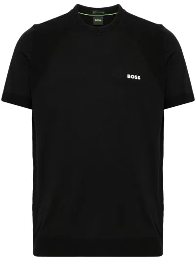 Hugo Boss Logo-print Cotton-blend T-shirt In Black