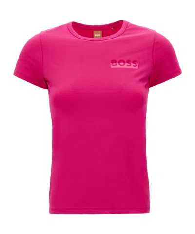 Hugo Boss Logo-print Cotton Blend T-shirt In Pink