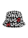 Hugo Boss Logo-print Cotton Bucket Hat In Black