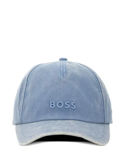 Hugo Boss Logo-print Cotton Cap In Blue