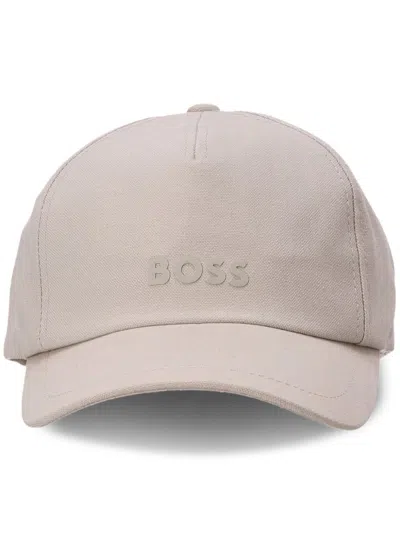 Hugo Boss Logo-print Cotton Cap In Neutrals