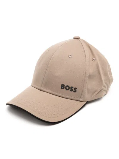 Hugo Boss Logo-print Cotton Cap In Neutrals