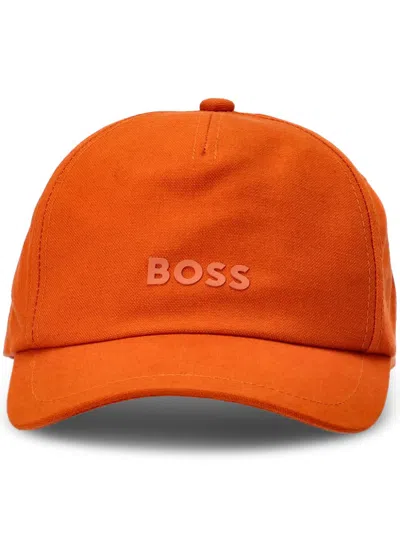 Hugo Boss Logo-print Cotton Cap In Orange