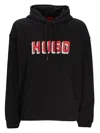 Hugo Boss Logo-print Cotton Hoodie In 黑色