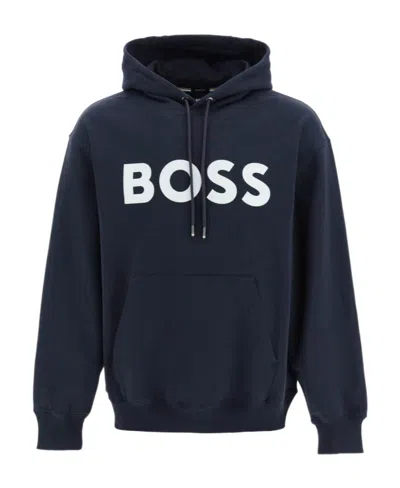 HUGO BOSS BOSS HUGO BOSS LOGO PRINTED DRAWSTRING HOODIE