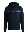 Hugo Boss Cotton-terry Zip-up Hoodie With Foil-print Logo In Black
