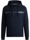 Hugo Boss Cotton-terry Zip-up Hoodie With Foil-print Logo In Blue