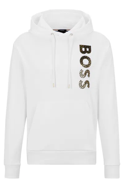 Hugo Boss Logo-print Cotton Hoodie In White